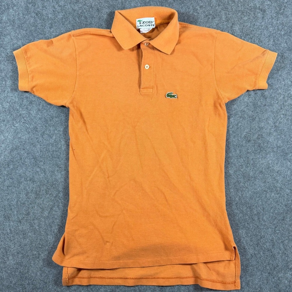 Vintage Izod Lacoste Polo Shirt Mens XS Orange Pique Cotton Short Sleeve USA 80s